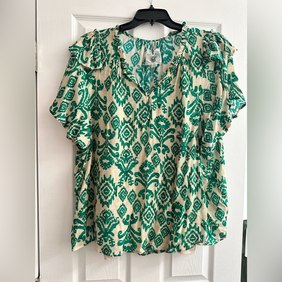 Green and tan blouse size 2x - Picture 1 of 7